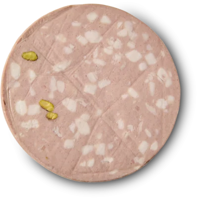 Vers gesneden Mortadella met pistache uit Bologna